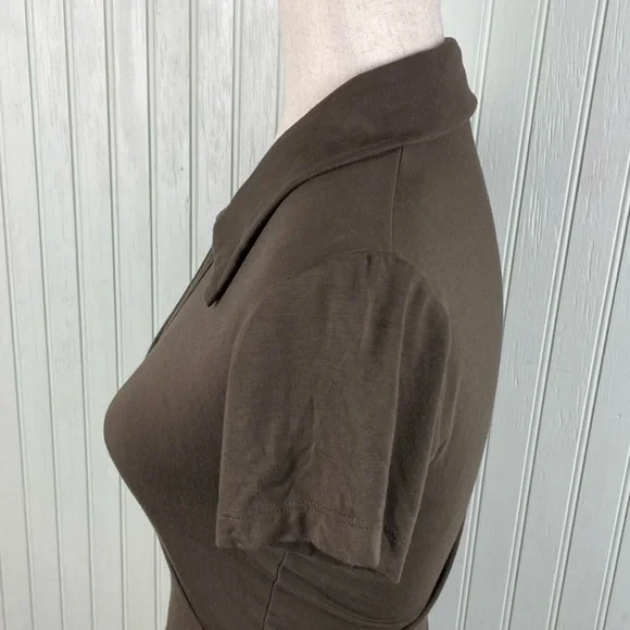 Vintage Y2K Rampage Brown Wrap Front Collared Tee Short Sleeves Size Small Fairy - Picture 6 of 9